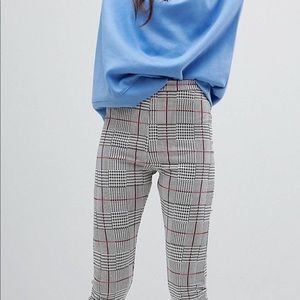 NWOT Daisy Street (ASOS)High Waist Check Slim Pant